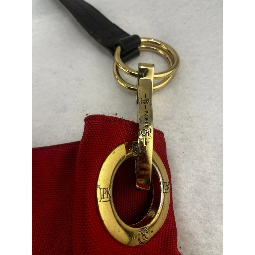 JPK Paris 75 Red Hobo Bucket Shoulder Tote Bag Women's Nylon Leather Strap
